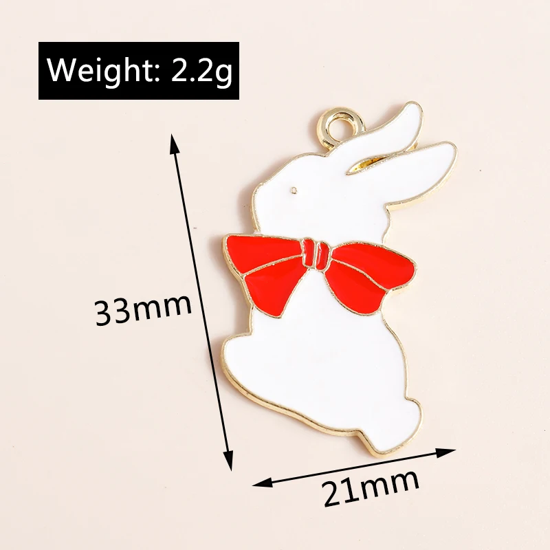 Leslie Mixed 10/20 Stück süße Emaille-Kaninchen-Anhänger-Charms für Schmuckherstellung, DIY, Ohrringe, Halskette, Armband, Zubehör, Zubehör – Detail 16