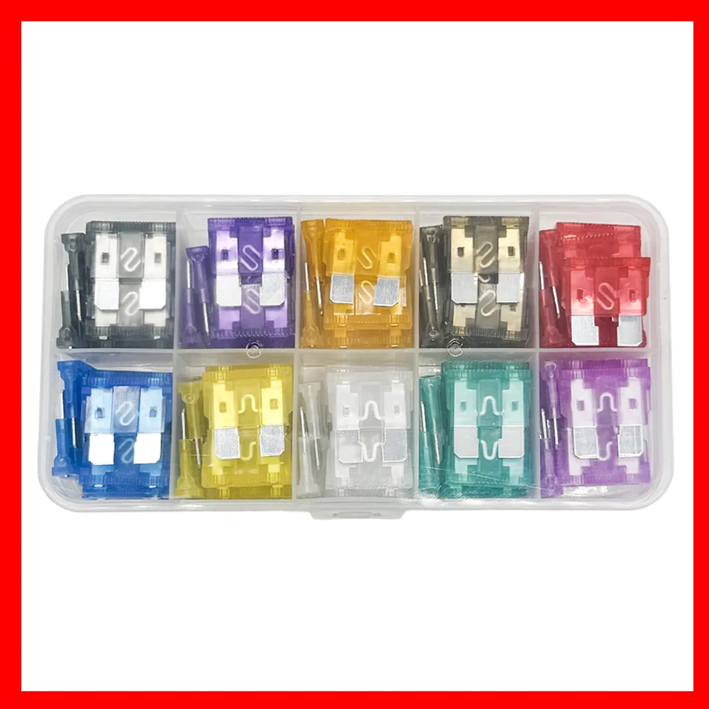 100pcs Car Fuse Assortment Set Profile Middle Size Blade Type Fuse Auto Car Truck 2-35A with Box Clip