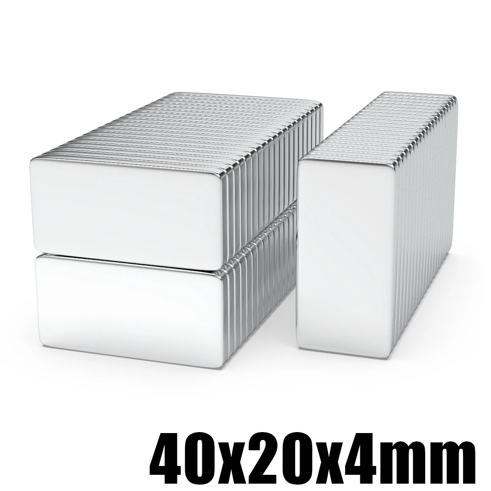 

1/2/5/10/20 Pcs 40x20x4 N35 Neodymium Magnet 40mm X 20mm X 4mm NdFeB Block Super Powerful Strong Permanent Magnetic imanes