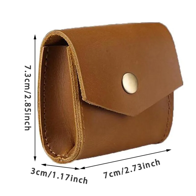 Coin Purse Cowhide Purse Headphone Holder Vintage Leather Wallets Coin Purses Portable Data Cable Headphone Storage Bag Case Key Holder