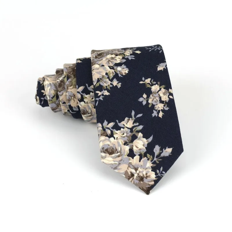 Floral Cotton Neck Tie Mens 6cm Dress Wedding Accessories