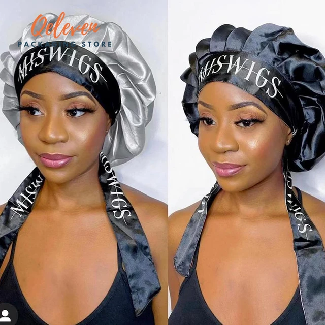 Wholesale Wholesale Hair Bonnet Silk Durag Headband Head Tie Set Double  Layer Women Silk Real Satin Designer Hair Bonnets with Custom logo From  m.
