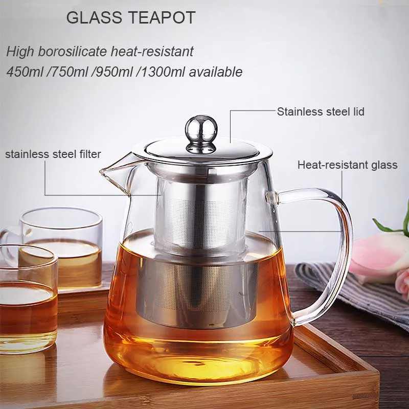 Théière En Verre Borosilicate Transparent 1l/1,8 L, Grande Théière D'été,  Théière À Thé, Tasses À Fruits, Bouilloire, Pichet En Verre Pour Bureau -  Théières - AliExpress