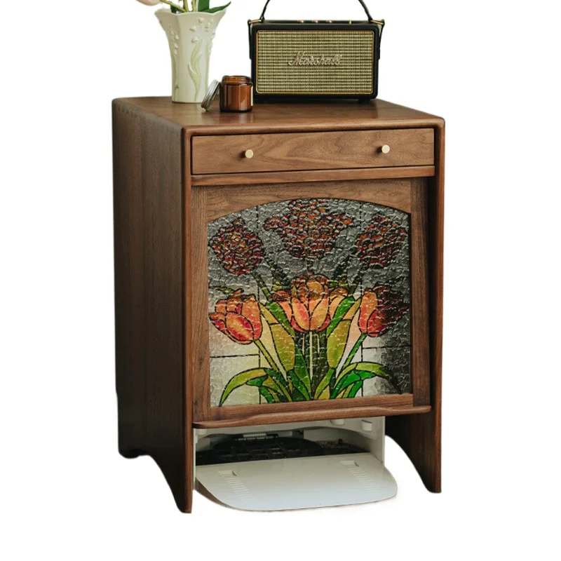 North American sweeping robot cabinet Solid wood household storage chest cabinet Living room locker