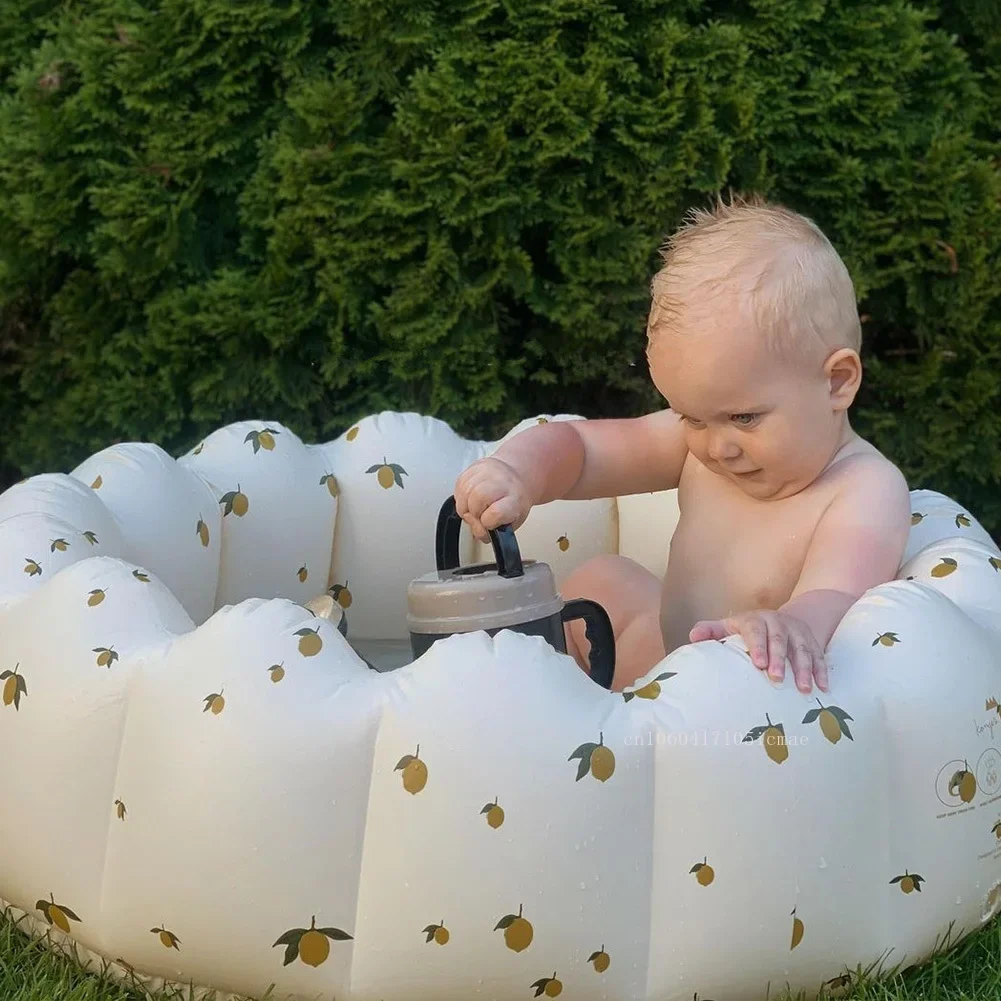Inflatable Baby Bathtub 90cm Inflatable Baby Swimming Pool Household Outdoor Paddling Pool Soft PVC Fence Play Space Room Bath