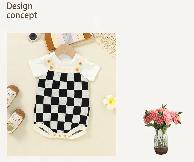 Infant Bodysuits Clothes 0-18m Plaid Pattern Newborn Boys Girls Casual Sleeveless Onesie Body Coverall Toddler Outfits One Piece