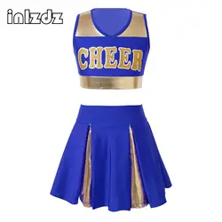 Girls Cheerleading Costumes Stage Performance Letter Print Uniform Set Schoolgirls Cheerleader Cosplay Roleplay Dress Outfits
