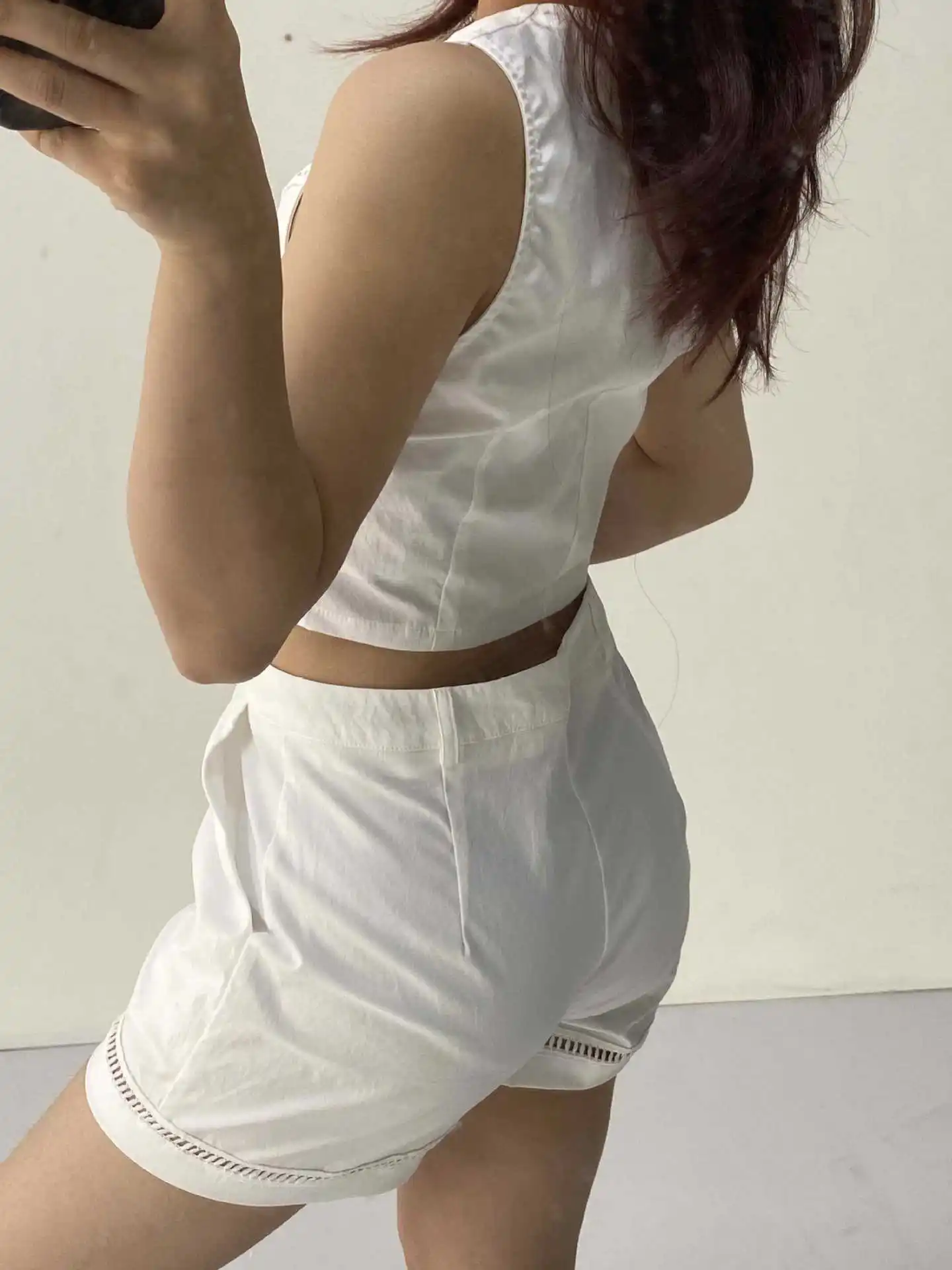 Ensemble Jean Femme Ensemble Gilet Et Pantalon Pour Femme Costumes Ensemble 2 Pièces Col En V Gilet Sans Manches Bouton Taille Haute Short En Jean Costume Blazer 2 Pièces Ensembles Assortis D'été