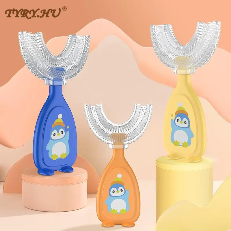 

Kids Toothbrush U-Shape Infant Toothbrush Children's Teeth Oral Care Cleaning Brush Soft Silicone Teethers Baby Toothbrush 2-12Y