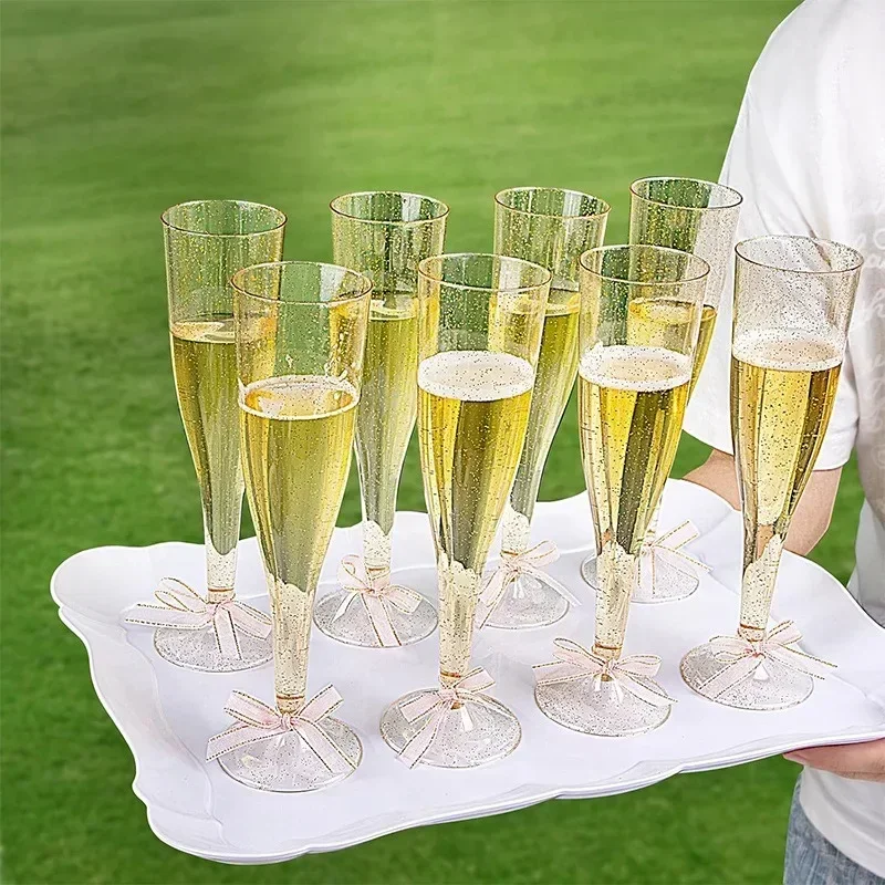 5Oz Clear Plastic Champagne Flutes Disposable Sparkling Bar Cups Toasting Wedding Party Wine Cup 25pcs plastic cups plastic champagne flutes