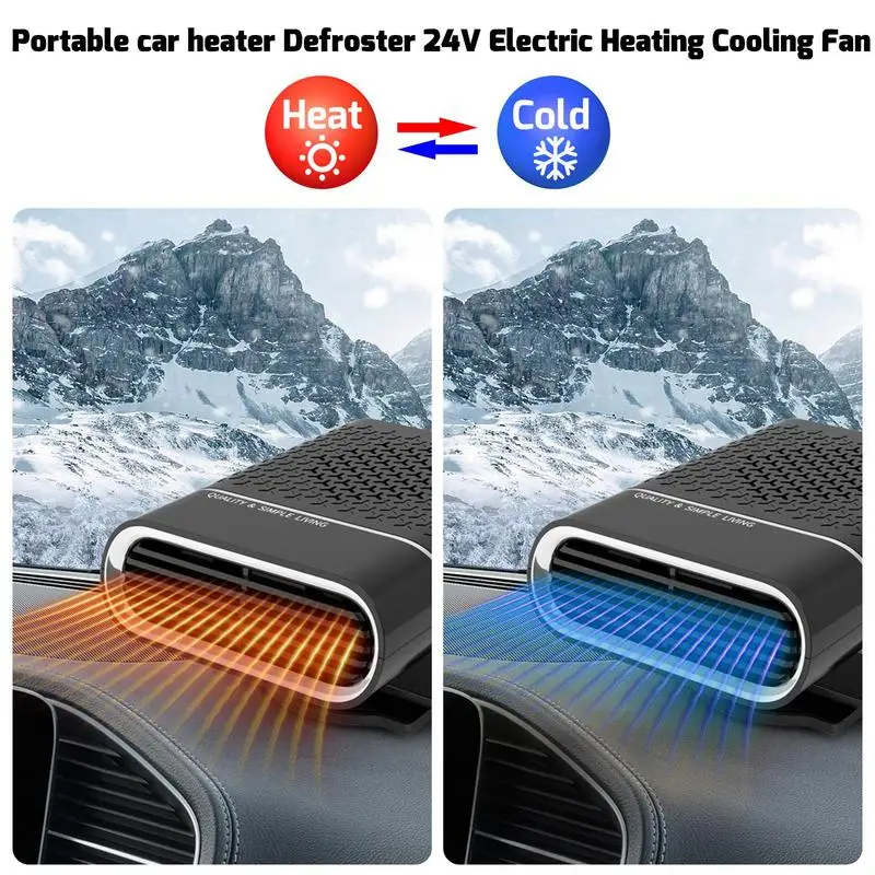 12V 150W Portable Electric Car Heater Rotation Heating Cooling Fan Warmer Wind Defrosting Black ABS 2in1 Snow Demister Defroster