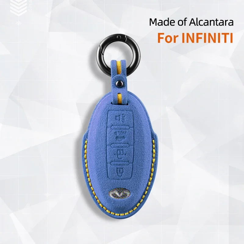 Alcantara Leather Car Key Case Protective Shell for Infiniti FX EX QX EX25 FX37 G37 Q70 QX70 Q70L QX80 QX50 QX56 QX60 keychain