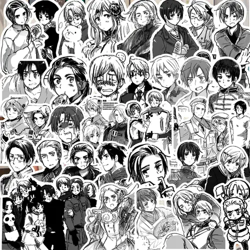 65Pcs Hetalia APH Anime Peripheral Stickers DIY Handbook Decoration Phone Case Cup Skateboard Waterproof Graffiti Stickers - Image 3