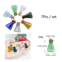 Mini Color Glass Bottles with Cork Miniature Vase Tiny Jar Vials Small Containers for DIY Art Crafts Wedding Favors 7pcs/Set 2