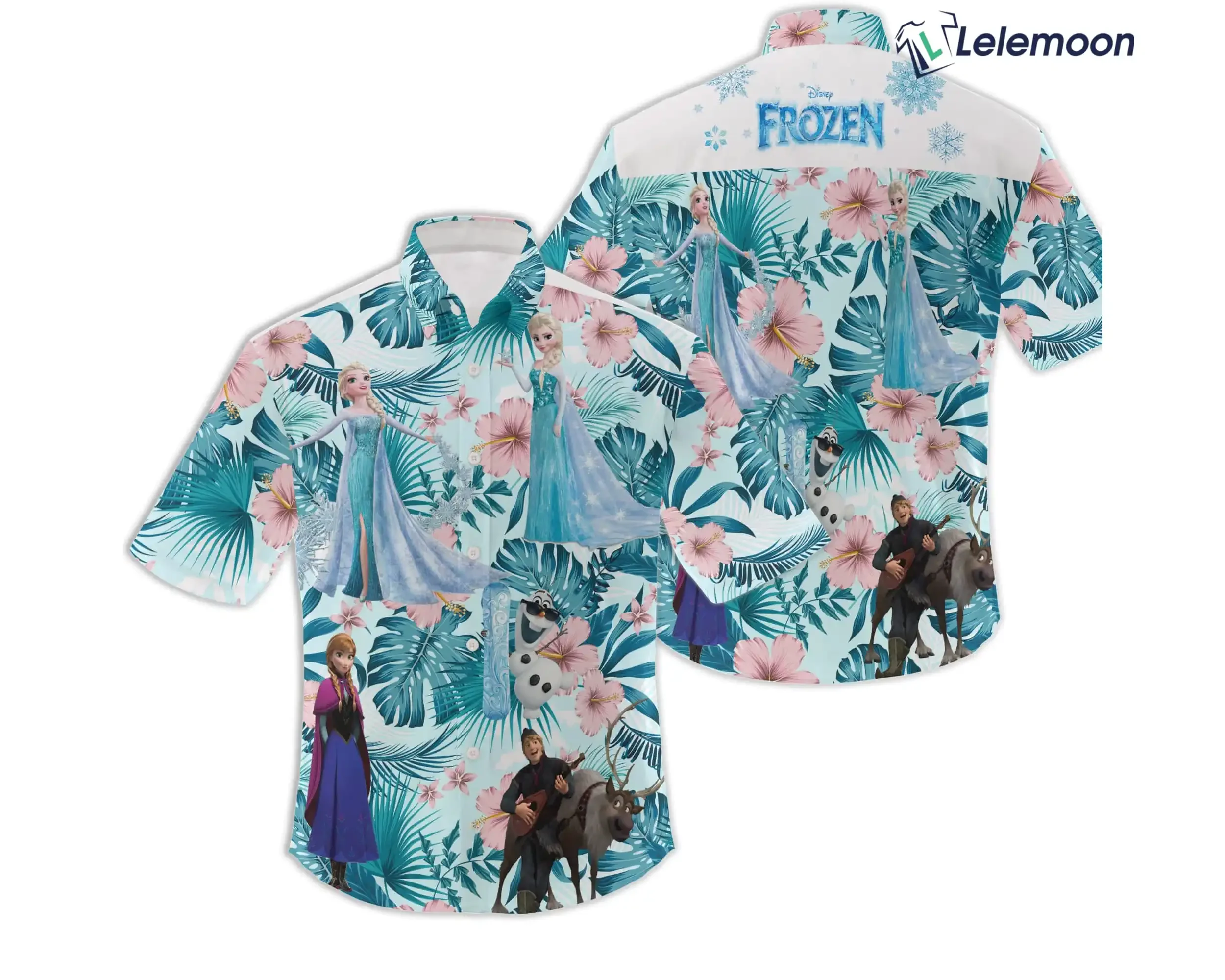 Elsa Frozen Floral Hawaiian Shirt Men Women Short Sleeve Shirt Disney Princess Elsa Hawaiian Shirt Summer Beach Shirt 2