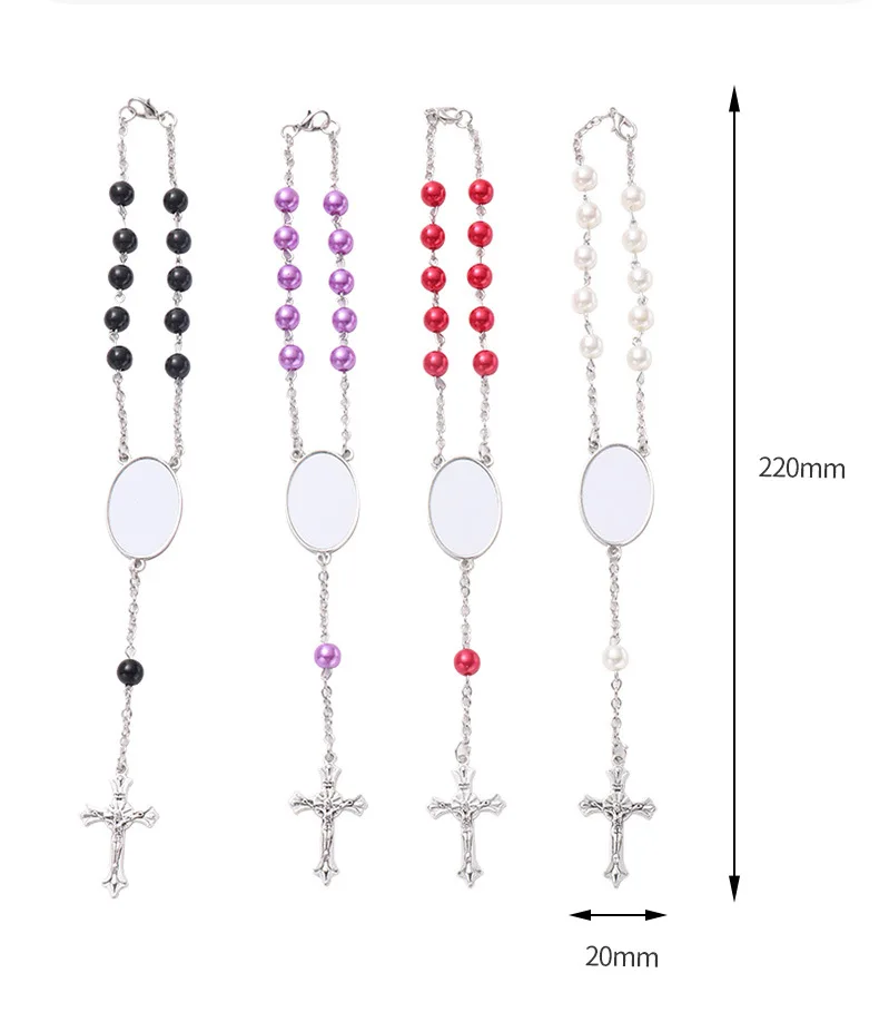 15pcs/Lot Free Shipping Blank Sublimation Prayer Beads Cross Jesus Metal Bracelet for Jewelry Heat Transfer Blank Material DIY