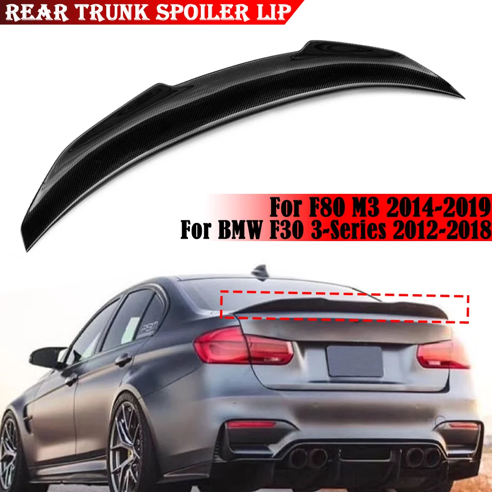 

For BMW F30 3 Series 2012-2018 F80 M3 2014-2019 4Dr PSM Rear Trunk Lid Spoiler Wing Splitter Lip Black / Carbon Look Flap Trim