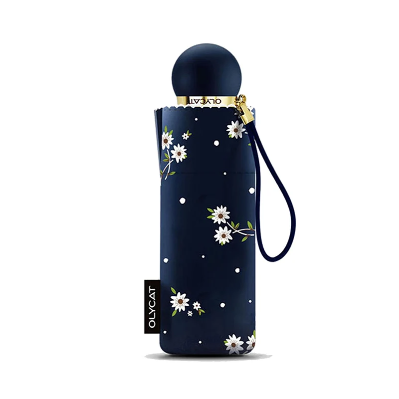 Pocket Umbrella Sun Protection Mini Five Folding Umbrella Rain Women Coating Anti UV Girls Daisy Parasol Small OLYCAT