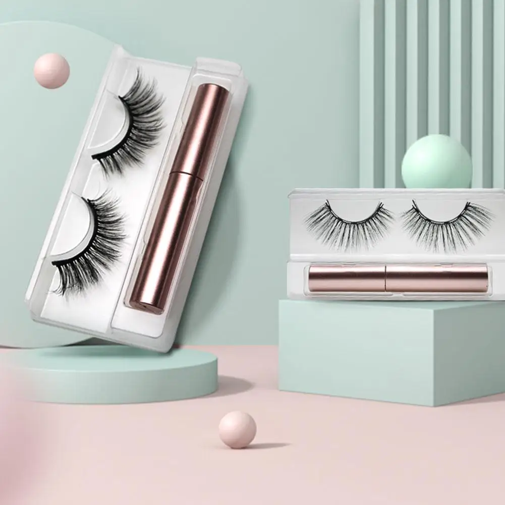 Magnetic False Eyelashes 1 Pair Natural Faux Magnetic Mink Lashes Glue Makeup Lashes Eye Makeup fake eyelashes