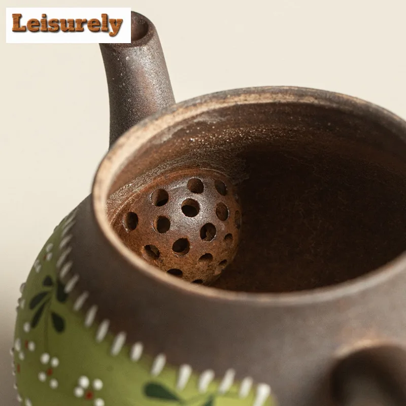 120ml Old Rock Clay Qingqiu Teapot Aesthetic Tea Infuser Pot Tea Making Kettle With Strainer Tea Services Accessories Craft Gift