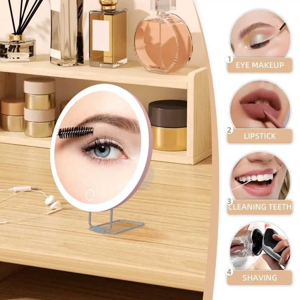 Compact 6-Inch Round Portable Magnifying Makeup Mirror - 30X Magnification for Travel and Vanity Use, Handheld and Desktop Stand