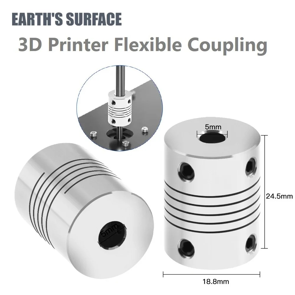 ES-3D Printer Parts CNC Motor Jaw Shaft Coupler 5mm To 8mm Flexible Coupling OD 19x25mm For CR10 Ender 3 T8 Lead Screw Parts