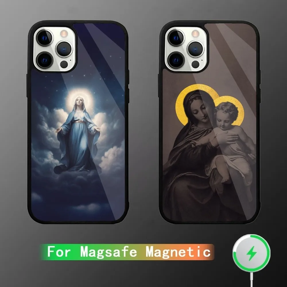 

Christian Virgin Mary Phone Case For iPhone 15,14,13,12,11,Plus,Pro,Max Mini Magsafe Magnetic Wireless Charging