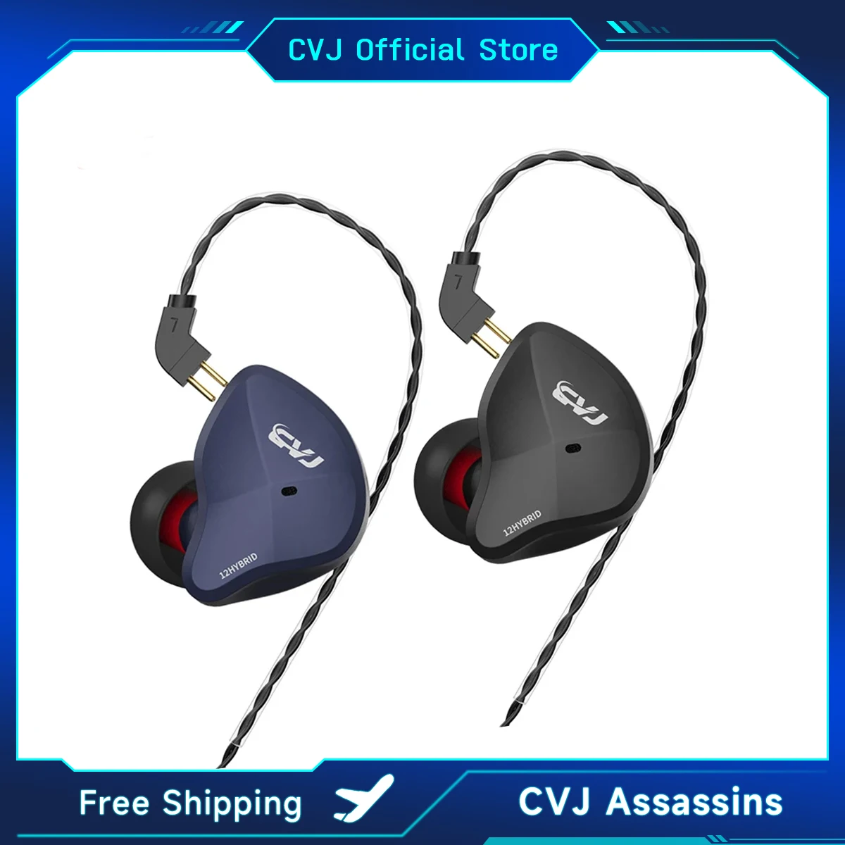 

CVJ CSN Wire Earphones 5BA + 1DD Hybrid Headset HIFI Monitor Earburds With 2pin All Metal Aluminum Magnesium Alloy Cavity Mirror