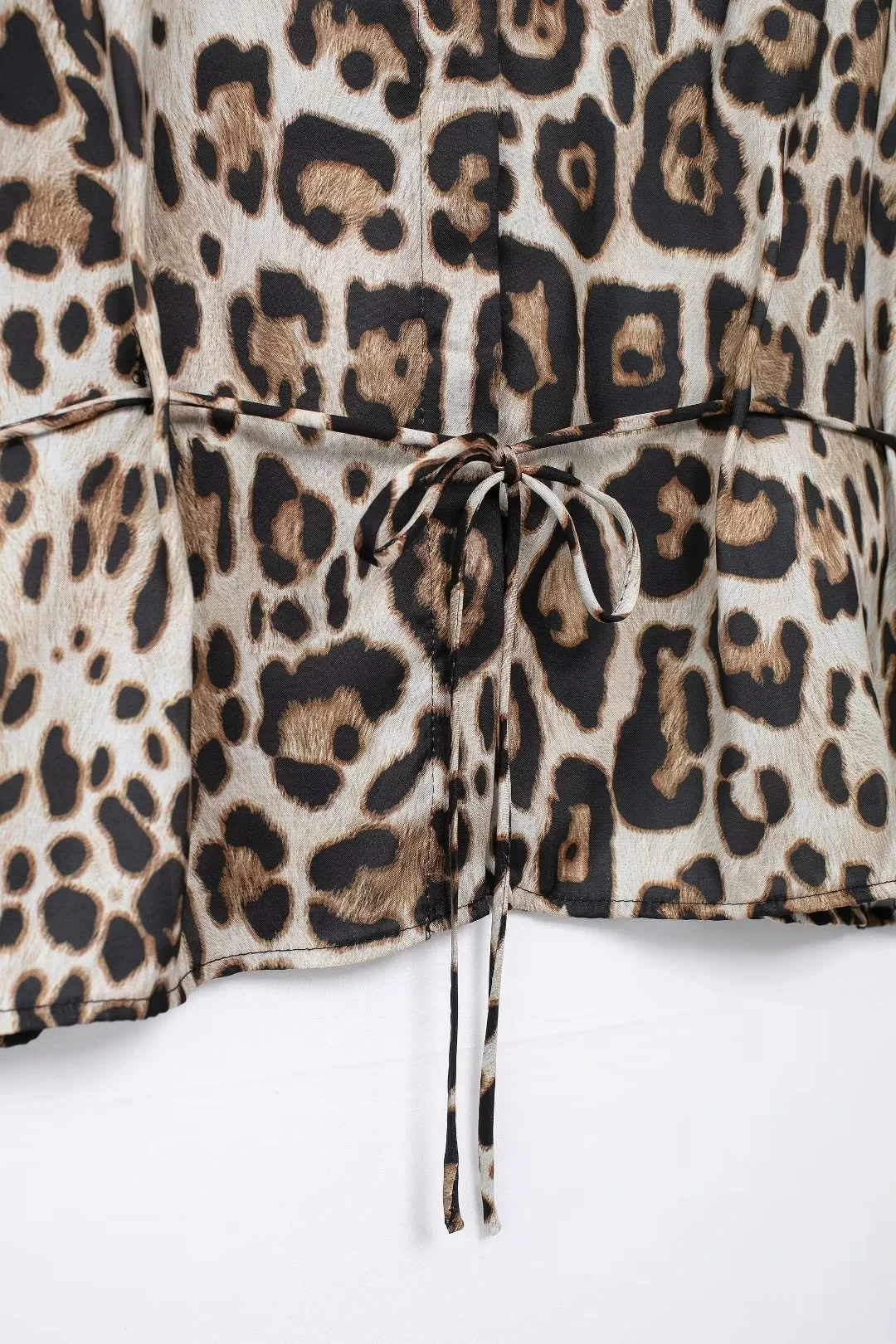 HH Women Vintage Leopard Print Blouse Pant Sets Lace Up Long Sleeve Shirt High Waist Trousers New Fashion High Street Outfit