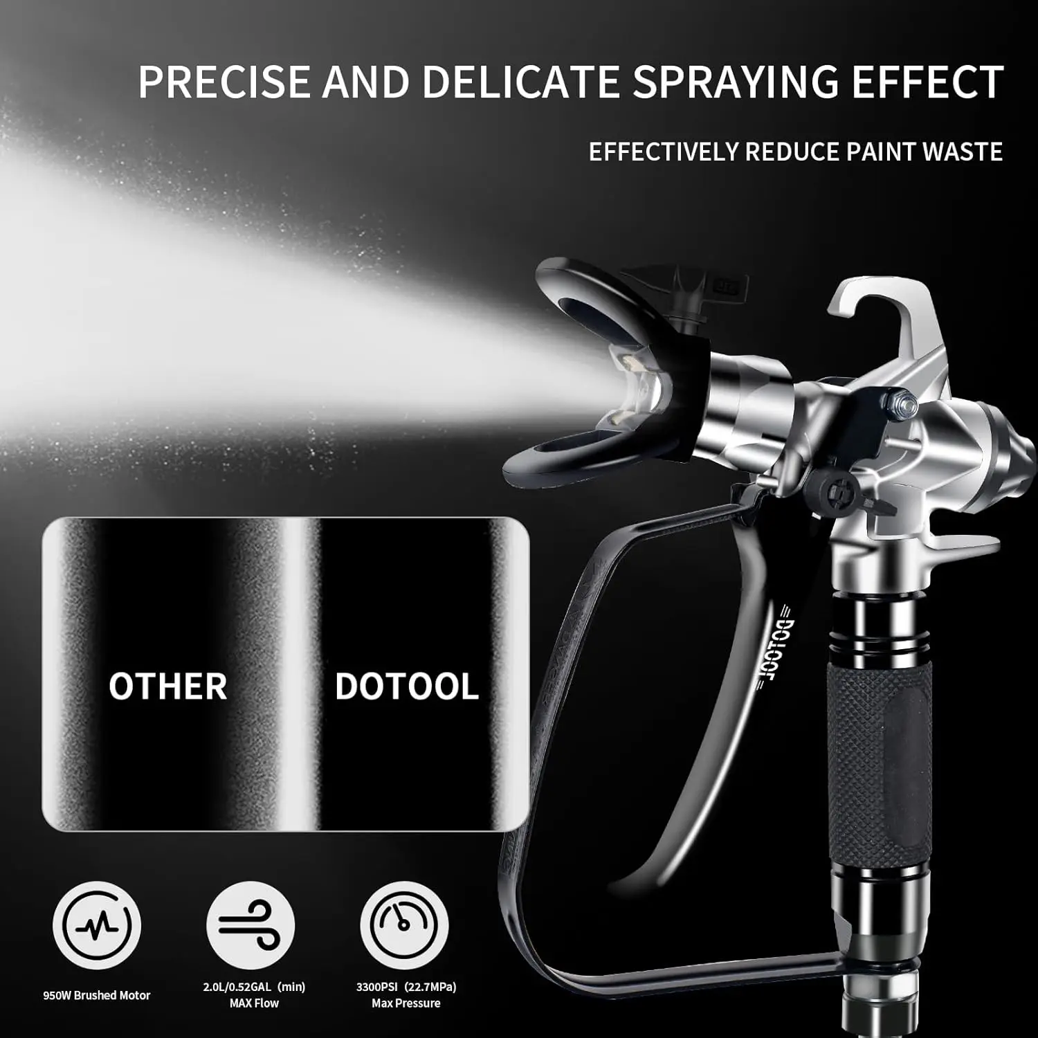 Airless Paint Sprayer,3300PSI High Efficiency Paint Sprayer Gun,Thinning-Free,with Extension Pole Other Accessories,for Home Int