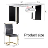 Table and chair set. 1 table and 4 black PU cushioned golden color leg chairs. White imitation marble tabletop MDF table legs w 4