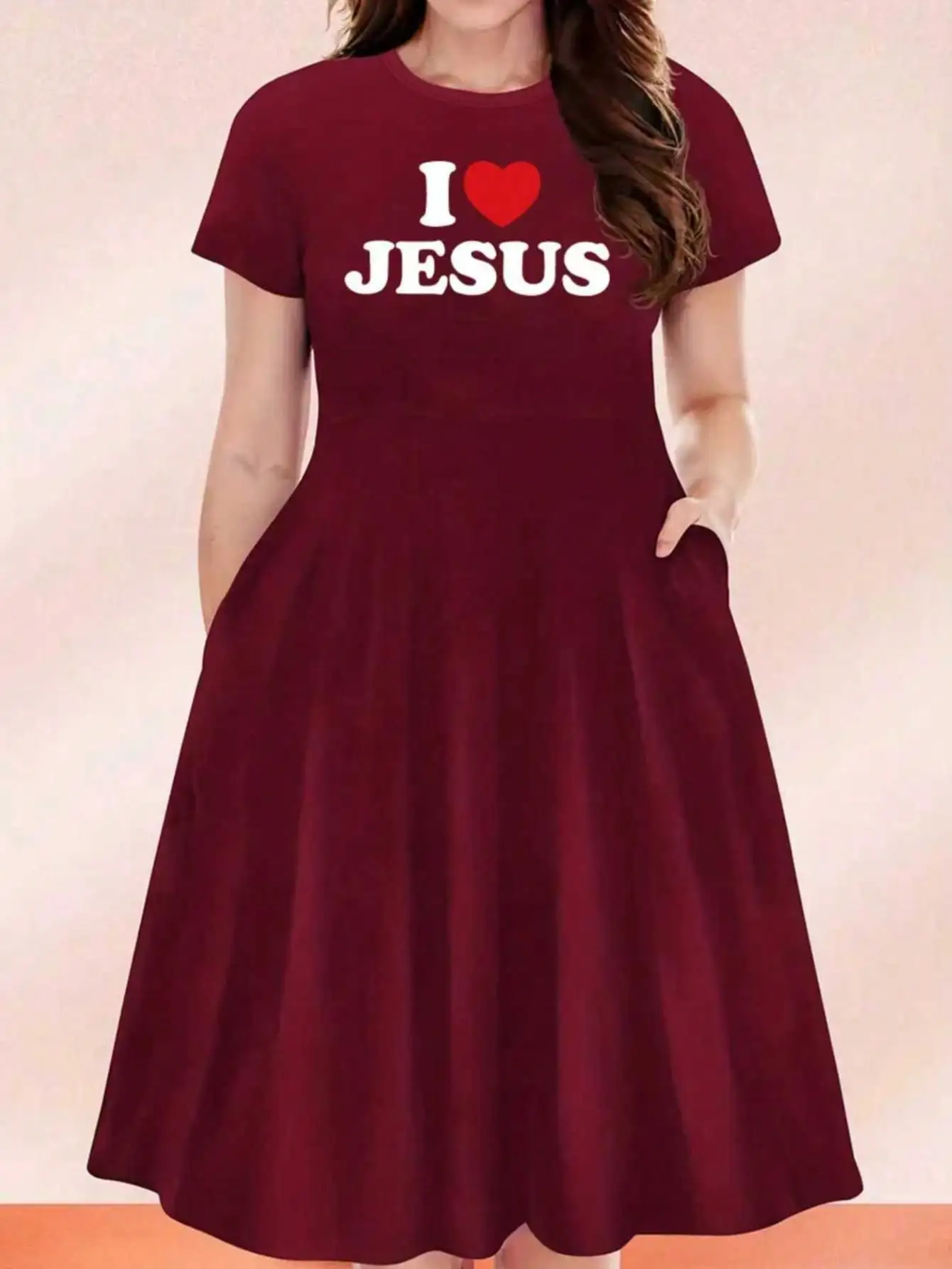 Casual Short Sleeve Heather Grey Christian Faith Skater Dress for Women Sdd67861c4ebb41c1af1e497329f991657