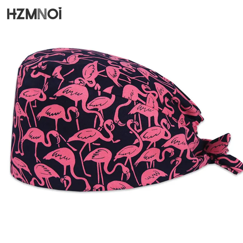 

Cartoon Printing Adjustable Female Nurse Cap, Surgical Cap, Dental Cap, Adjustable Dust Cap, Pure Cotton Frosted Cap