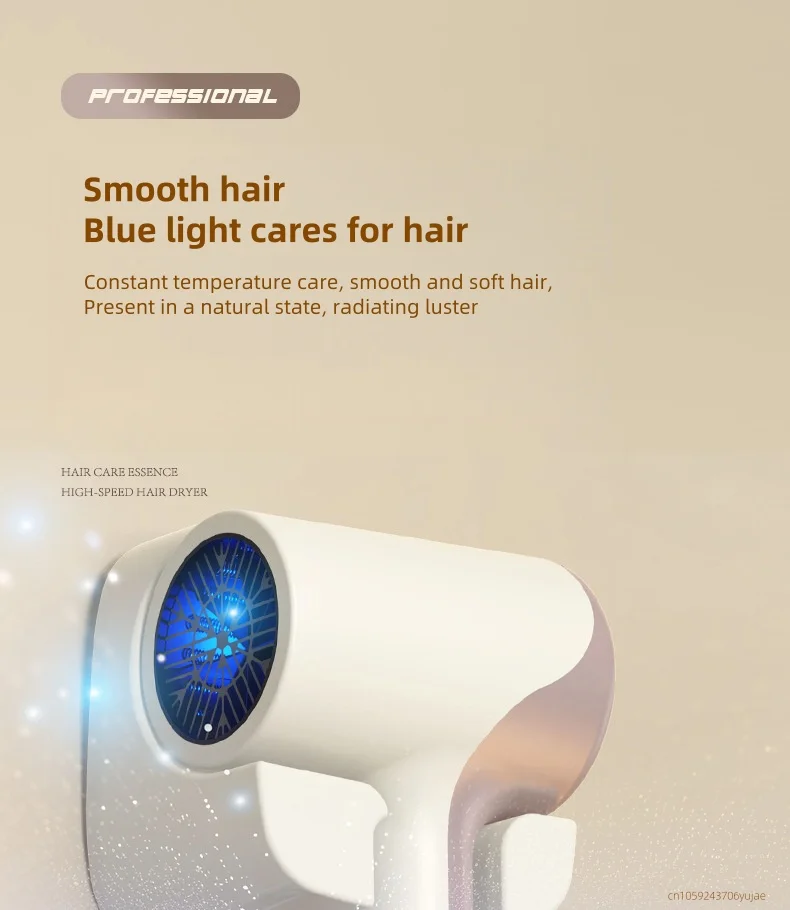 Blue Light Negative Ion Wall Mounted Hair Dryer 1800W High-Power Non-Punching fo