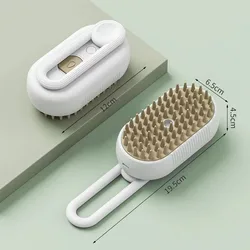 Enhanced Cat Grooming Comb with Electric Spray and Soft Silicone Bristles - M (WHITE)