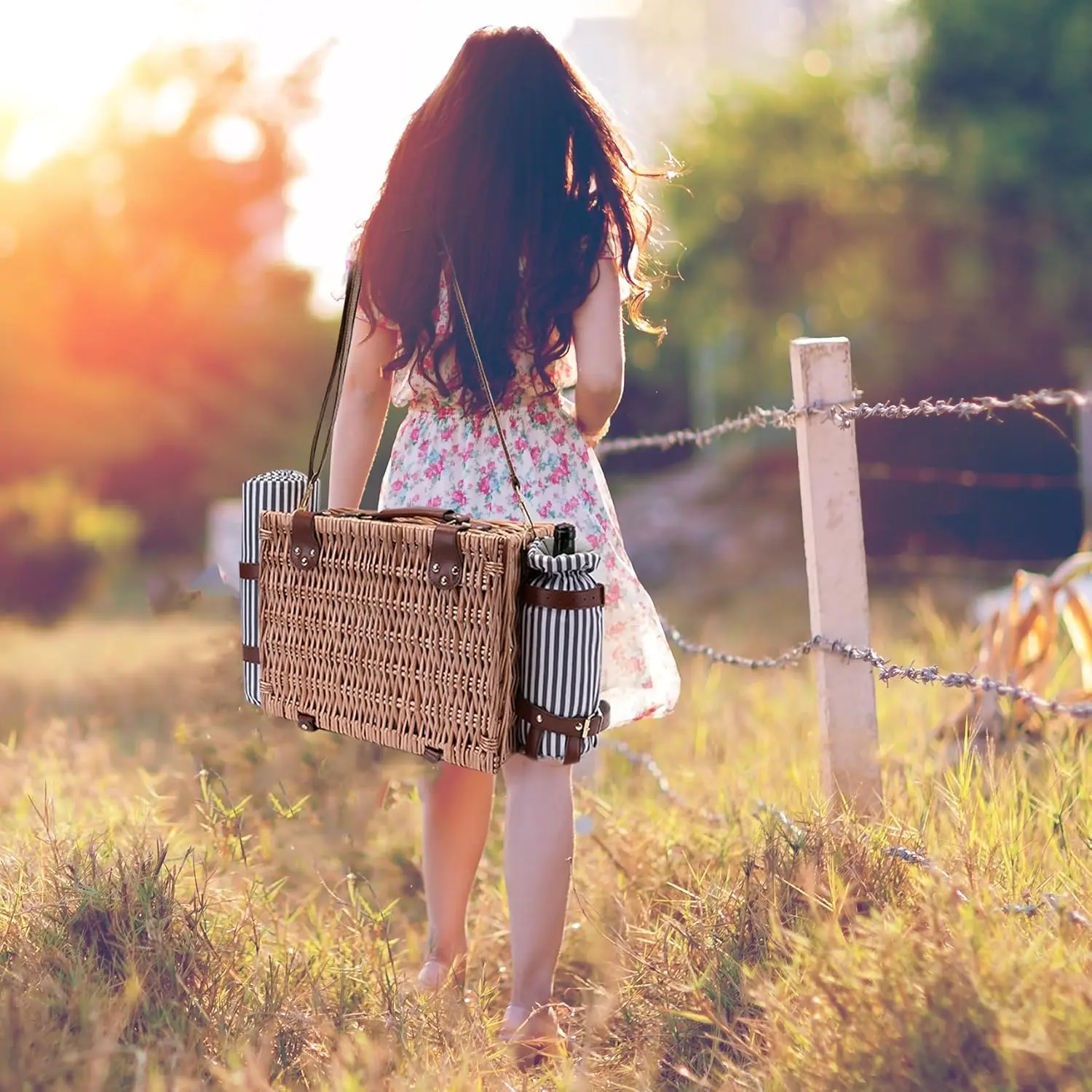 Wicker Picnic Basket Set 5