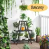 Bamboo Plant Stand Indoor/Outdoor,  Rectangular, 8 Potted Flower Holder Ladder Plant Rack  wall shelf  shelves 5