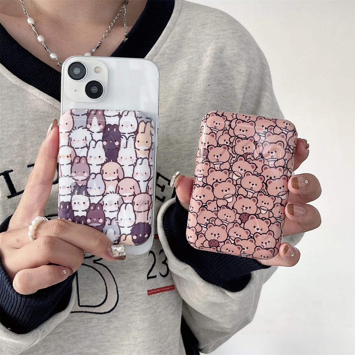 Cute little animal pattern Appearance Suitable for iphone Original external battery protection cover and charging treasure case