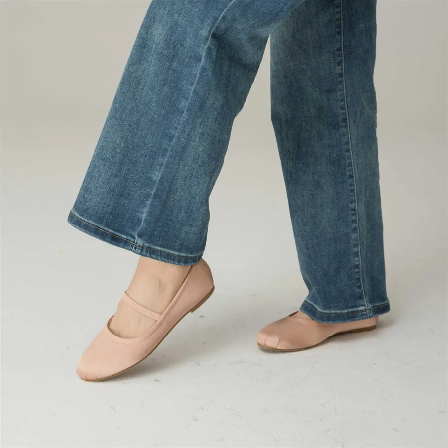 Round Toe Ballerinas Flats Silk Elastic Band Women Dance Shoes