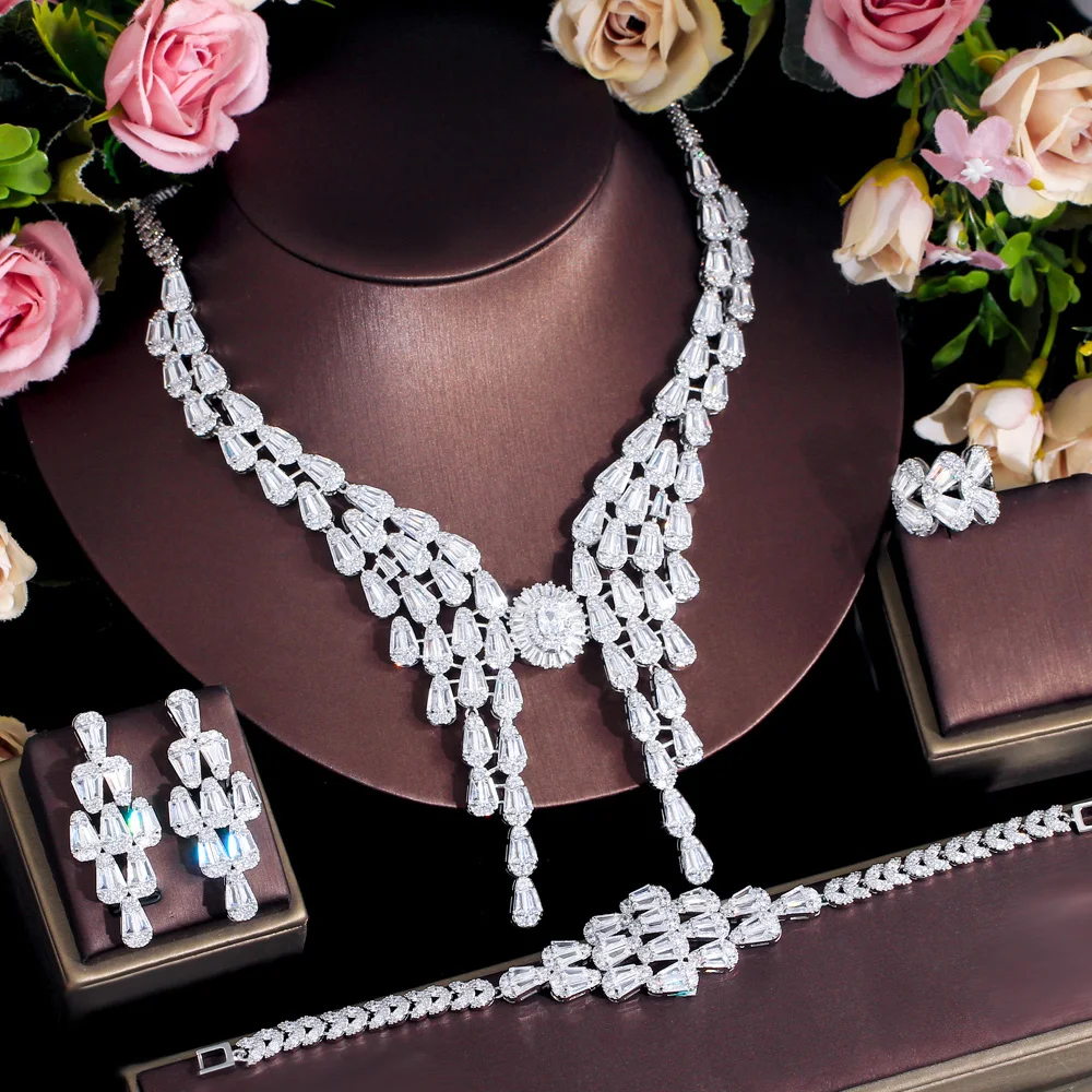 Cwwzircon Wedding Jewelry Sets  Pink Stone Wedding Jewelry Set