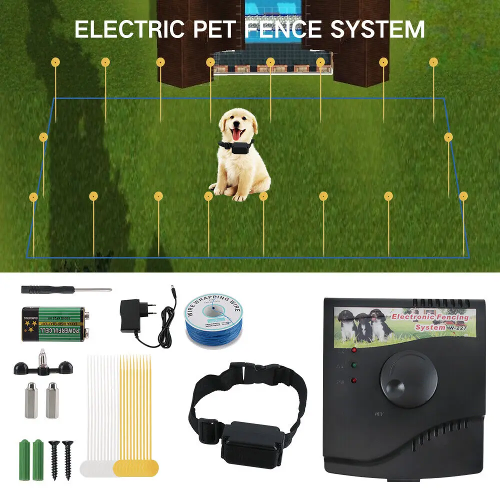 Electric Dog Fence System Pet Containment Shock Collar Yard Garden Waterproof 2