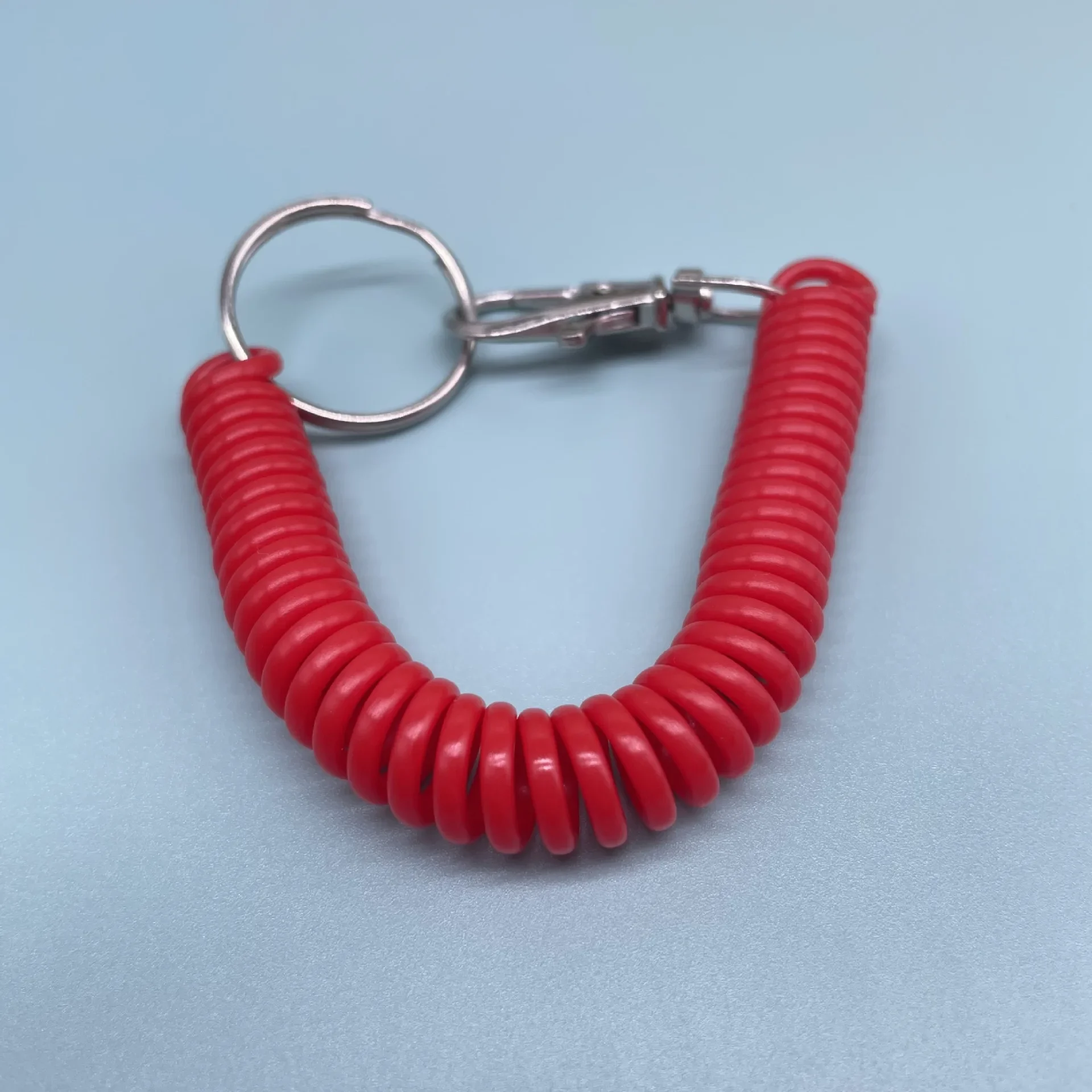 Spirale einziehbarer Federspulen-Schlüsselanhänger, diebstahlsicher, Anti-Verlust-Stretch-Schnur, Sicherheits-Schlüsselanhänger mit Karabinerverschluss aus Metall für Schlüssel – Detail 18