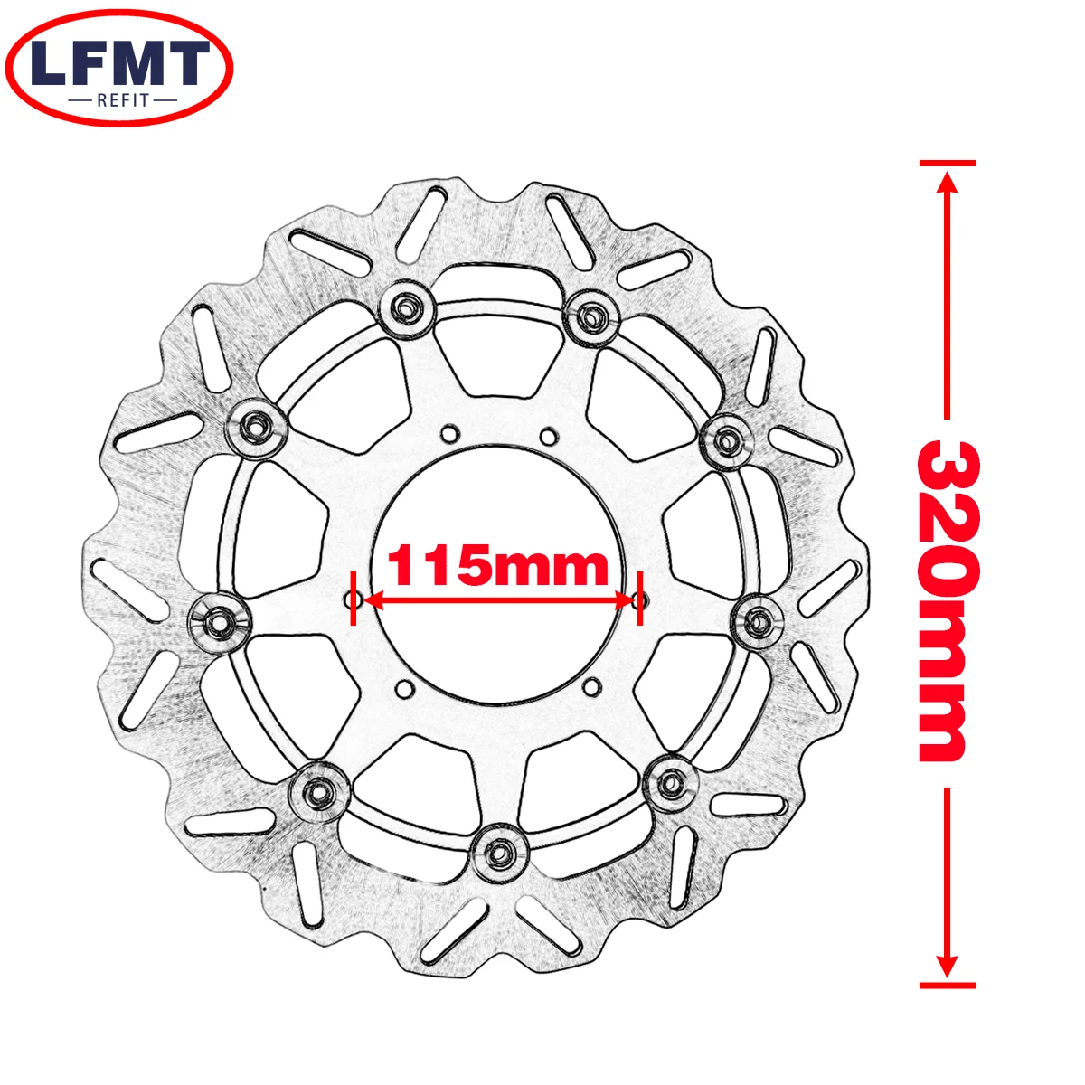 Vordere schwimmende Bremsscheibe für Honda Motocross 320 mm Rotorscheibe CRF450 250RX CRF450X CRF250X CRF450R CRF250R 2004–2023 – Detail 2