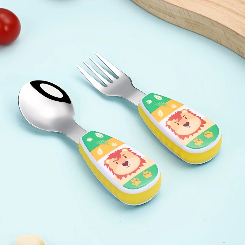 Set Of 2 Stainless Steel Children's Cutlery Spoon/fork Suitable For Baby Cutlery, Ideal As A Gift For Mothers And Babies