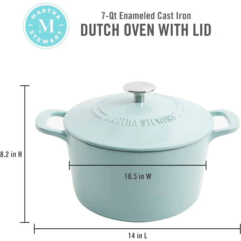 Cuisinart Casserole Cast Iron, Light Blue, 7 quart