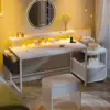 56.5" Computer Desk with File Drawers Cabinet,Study Writing Gaming Desk with Power Outlets,Home Office Desk White 3