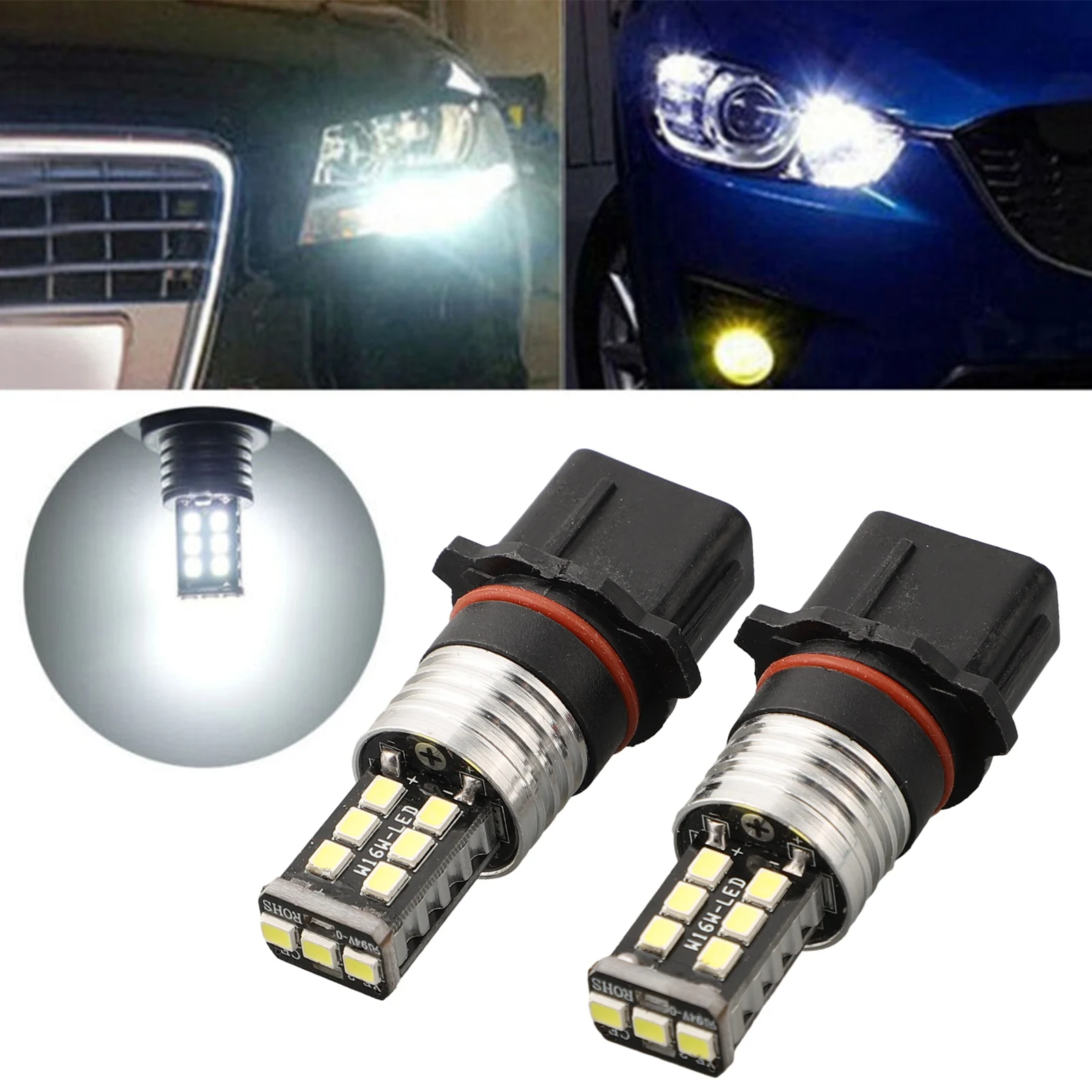 

2pcs P13W LED Bulbs Daytime Running Light DRL Driving Fog Lamp DC12V 6000K White Signal Lamp Car Accessories Canbus Error Free