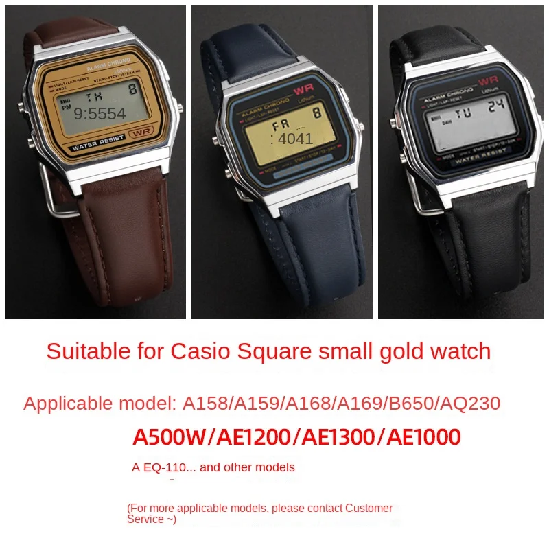 クイックリリースカシオ牛革ストラップa158 a159 A168 a169 b650