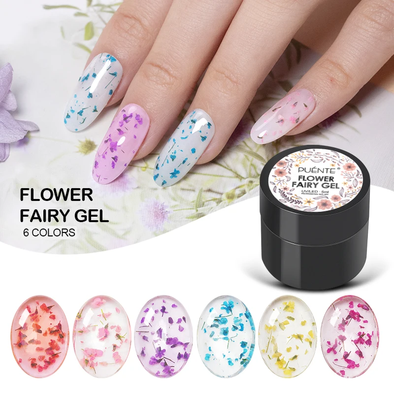 Dried Flower Gel Nail Polish Natural Flower Sequins Gel Polish Soak Off UV Nail Gel DIY Painting Nail Art Varnishes For Manicure