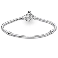 Bracelet en forme de cœur en argent sterling S925, bracelet classique à perles rondes, bracelet en os de serpent, charme DIY, bijoux pour femmes, cadeaux 4